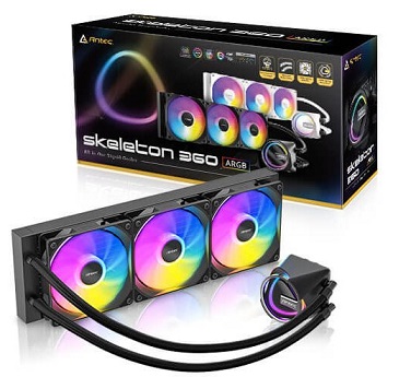 קרור נוזלי למעבד 360 שחור כולל תאורה אנטק Antec Skeleton 360 All-in-One Liquid Cooler Black ARGB